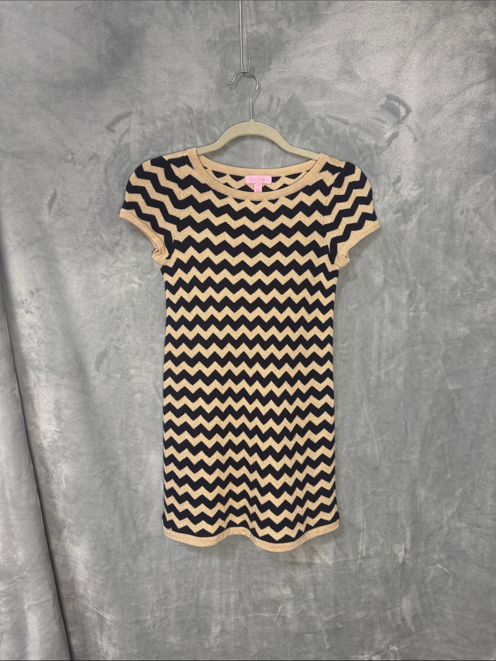 Lilly Pulitzer Black and Cream Chevron Knit Mini Dress